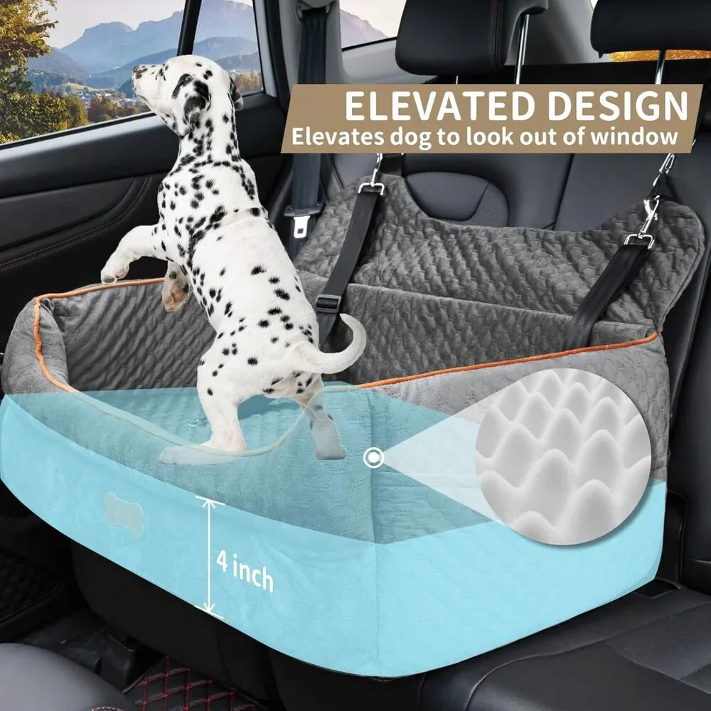 Dog Car Seat for Large/Medium Dogs - Memory Foam Dog Booster Seat for Under 55Lb